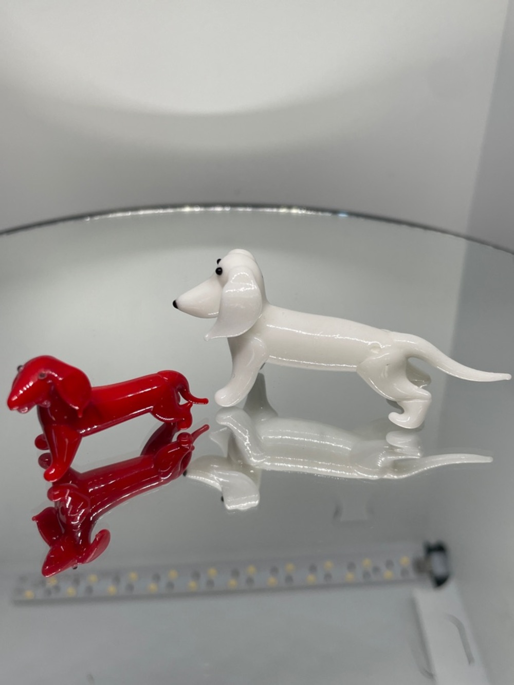 Dachshund blown glass figurine set
